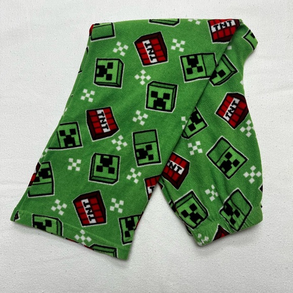 Minecraft Creeper Fleece PJ Bottoms~Boys 10 - Picture 1 of 13